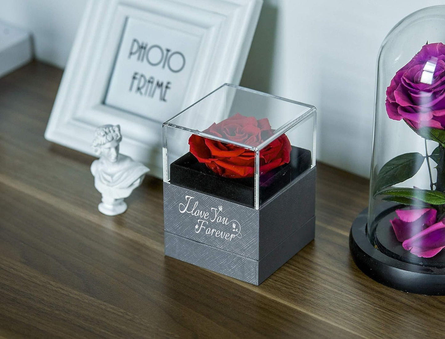 Preserved Real Rose with I Love You Necklace